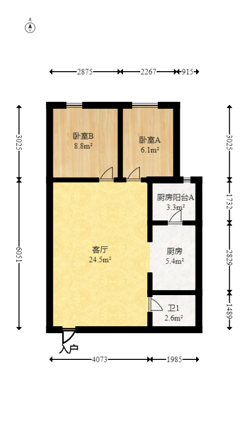 欧亚达国际广场  2室12厅1卫   58.00万室内图1