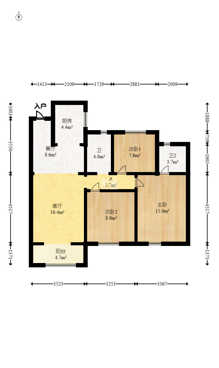 华润置地广场二期  3室2厅2卫    85.8万
