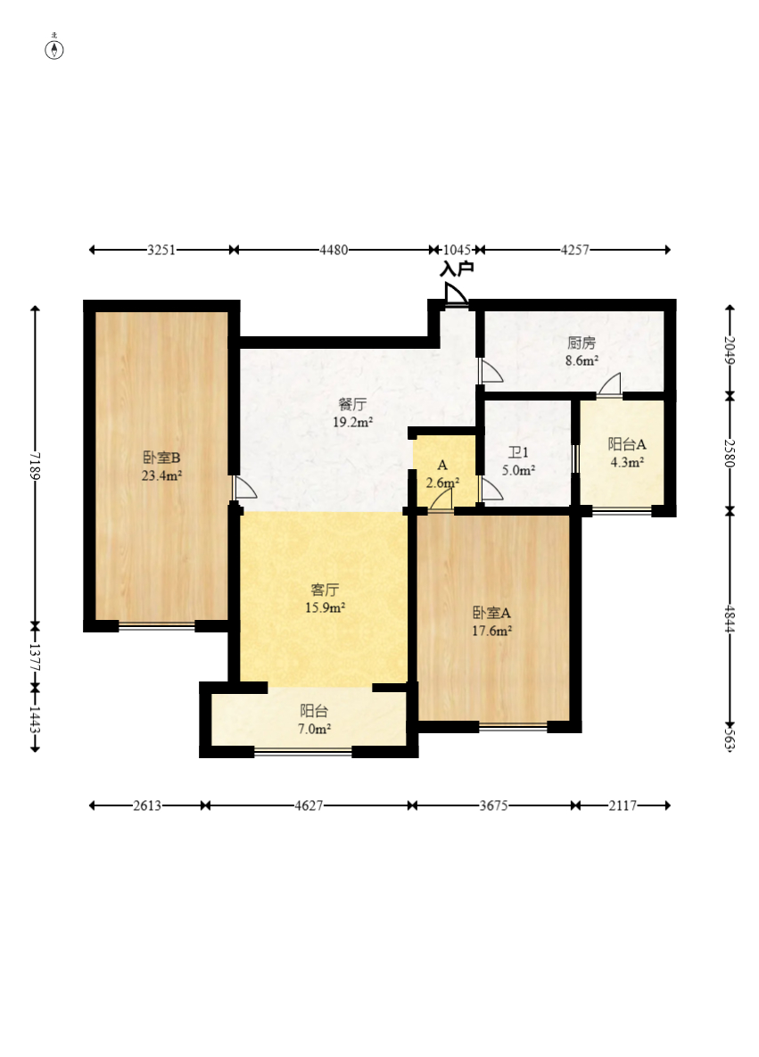 中建麓山和苑  2室2厅1卫   65.80万室内图1