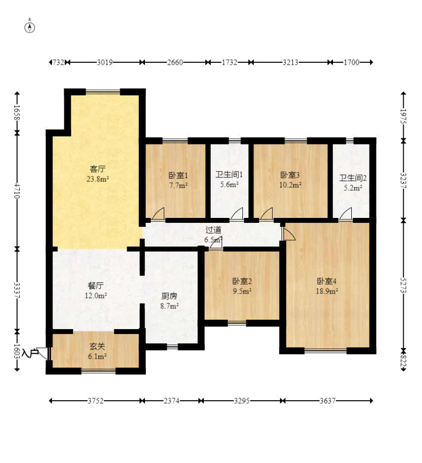 时代倾城.时代遇见  4室2厅2卫   120.80万室内图1