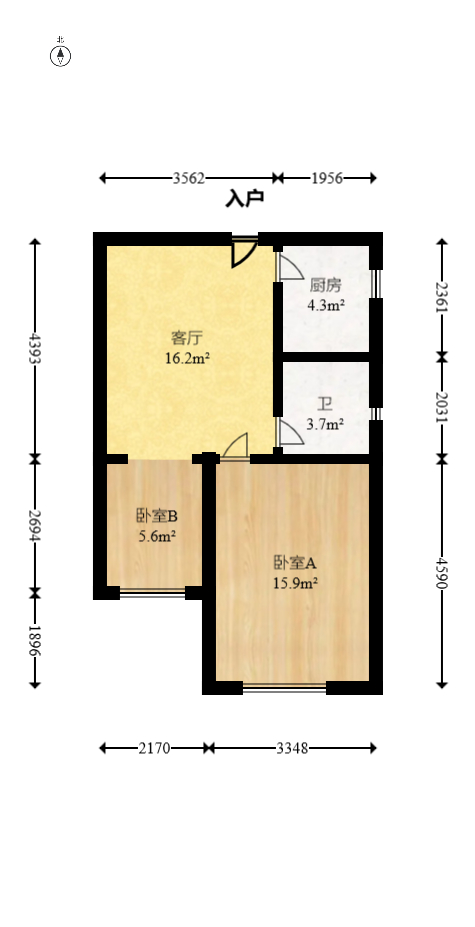 达美D6区  1室1厅1卫   45.00万室内图1