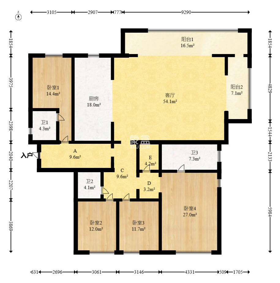 万科魅力之城  4室2厅2卫   310.00万