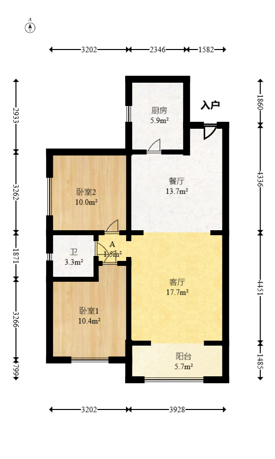 星城新宇川河苑 2室2厅1卫 55.0万 星城新宇川河苑 2室2厅1卫 55.0万户型图