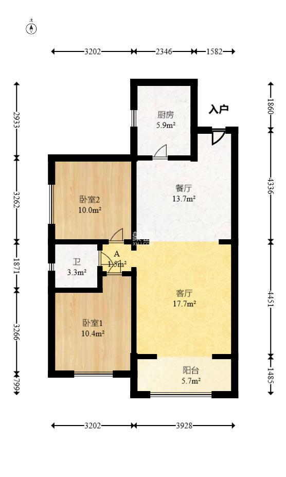 星城新宇川河苑  2室2厅1卫   55.00万