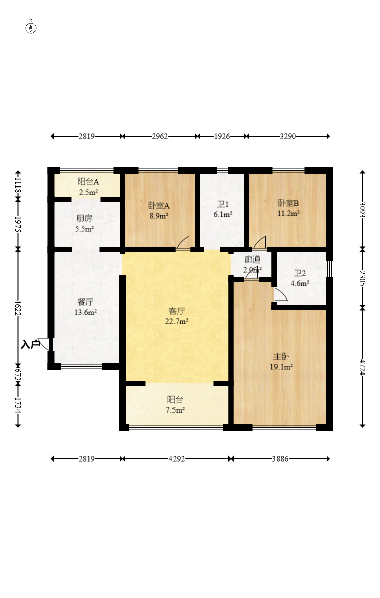江山帝景哈佛  3室2厅2卫   120.00万室内图1