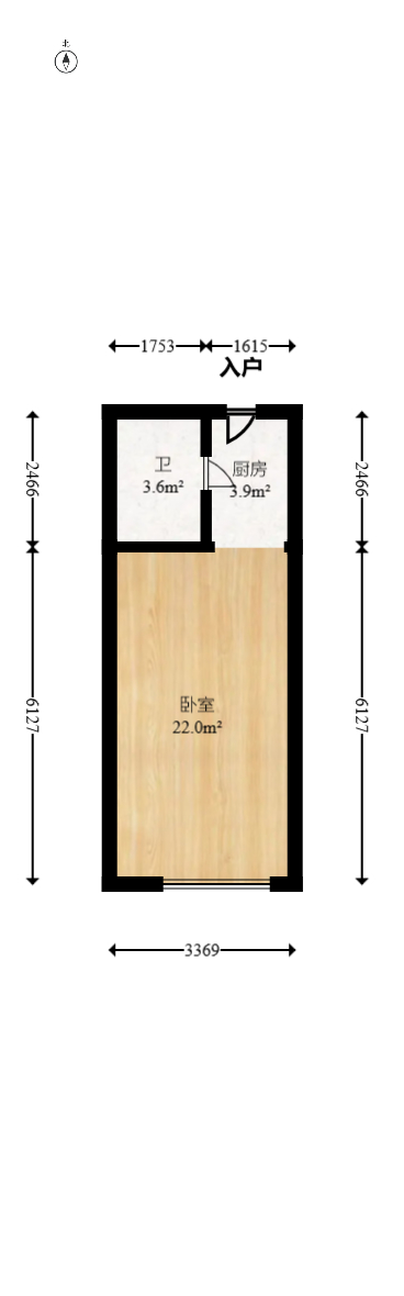 万润时光里  1室1厅1卫   36.80万室内图1