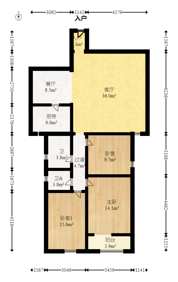 省政协宿舍  3室2厅2卫   187.00万室内图1