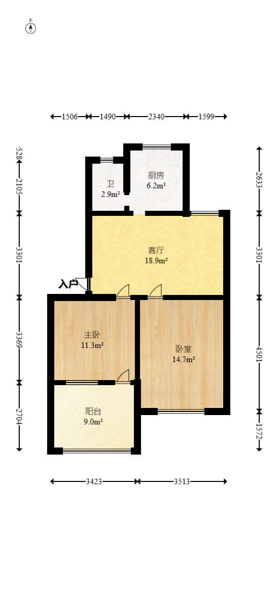 五一东村  2室2厅1卫   50.00万室内图1