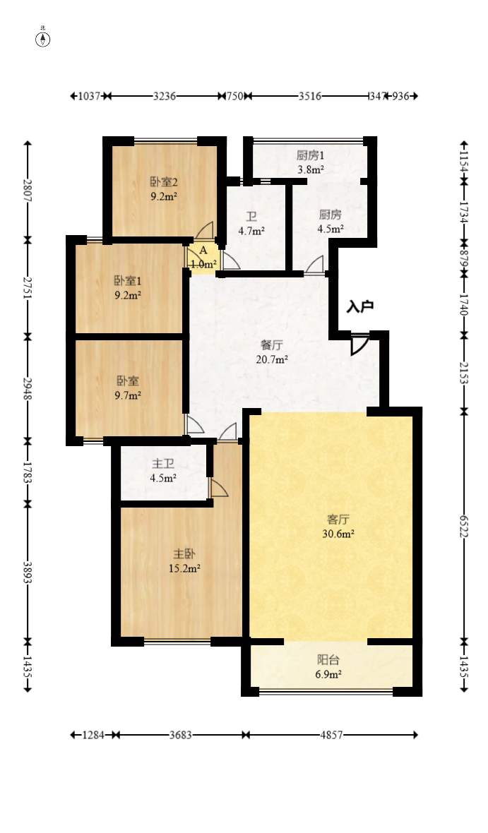 颐美园 4室2厅1卫 110.0万 颐美园 4室2厅1卫 110.0万户型图