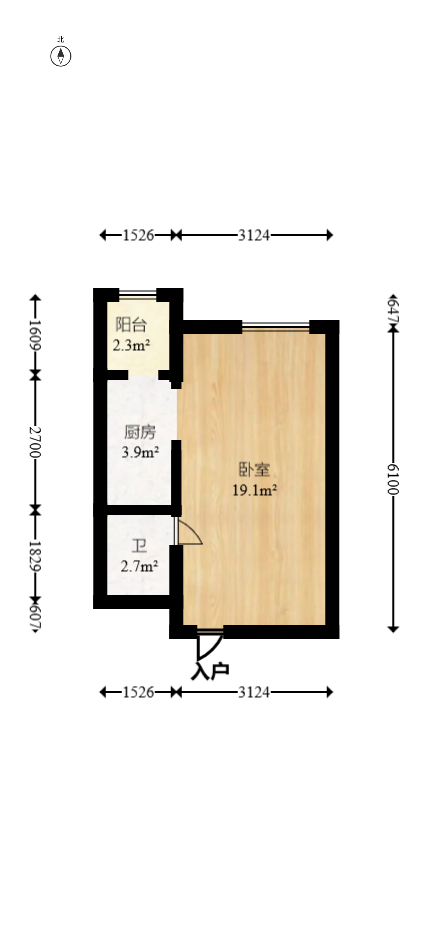 荣悦台  1室1厅1卫   41.50万室内图1