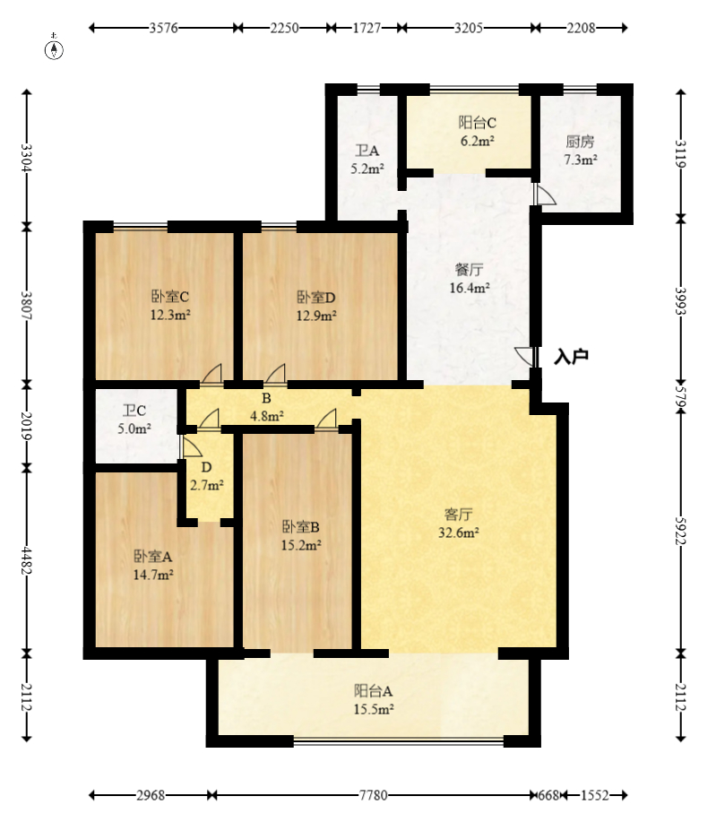 森林城 4室2厅2卫 128.0万 森林城 4室2厅2卫 128.0万户型图