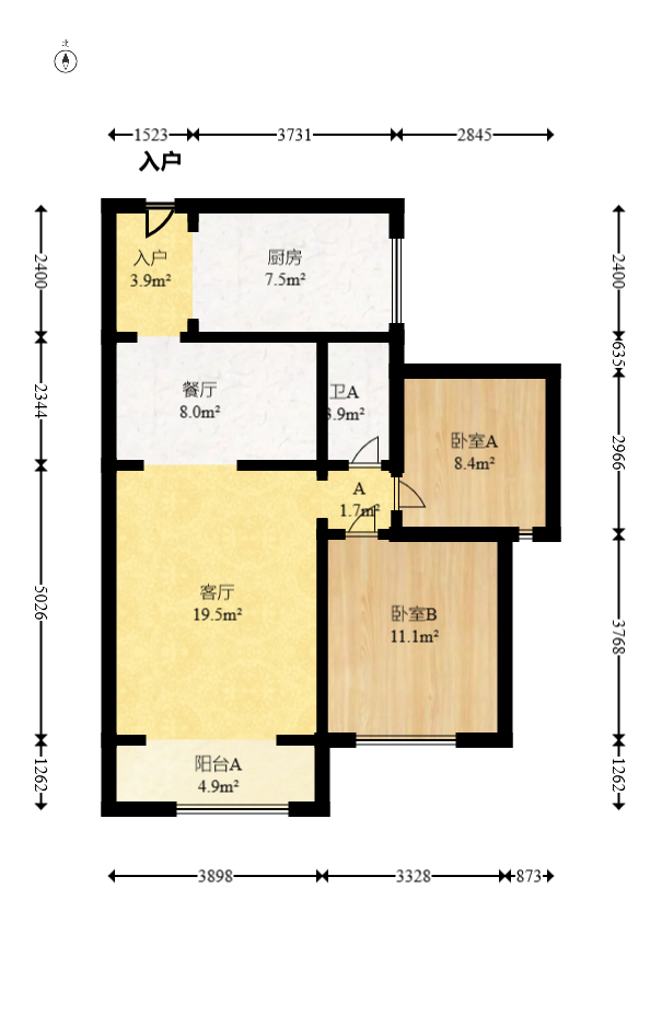 蓝光幸福满庭  2室1厅1卫   72.80万室内图1