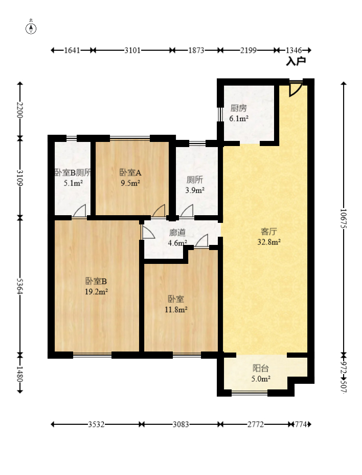 中海阅麓山二期  3室2厅2卫   150.00万室内图1