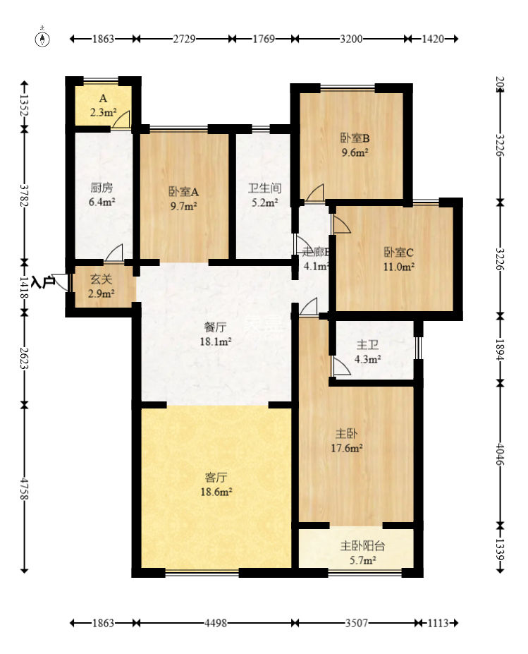 北辰中央公园B区  4室2厅2卫   137.00万