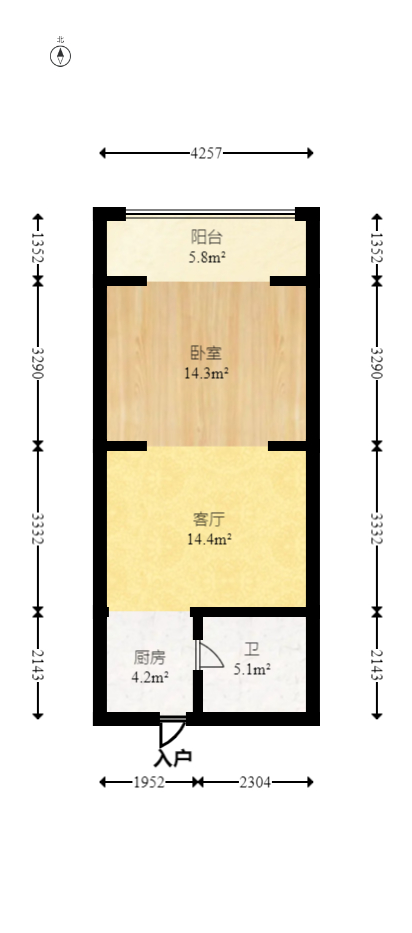 西子一间  1室1厅1卫   34.00万室内图1