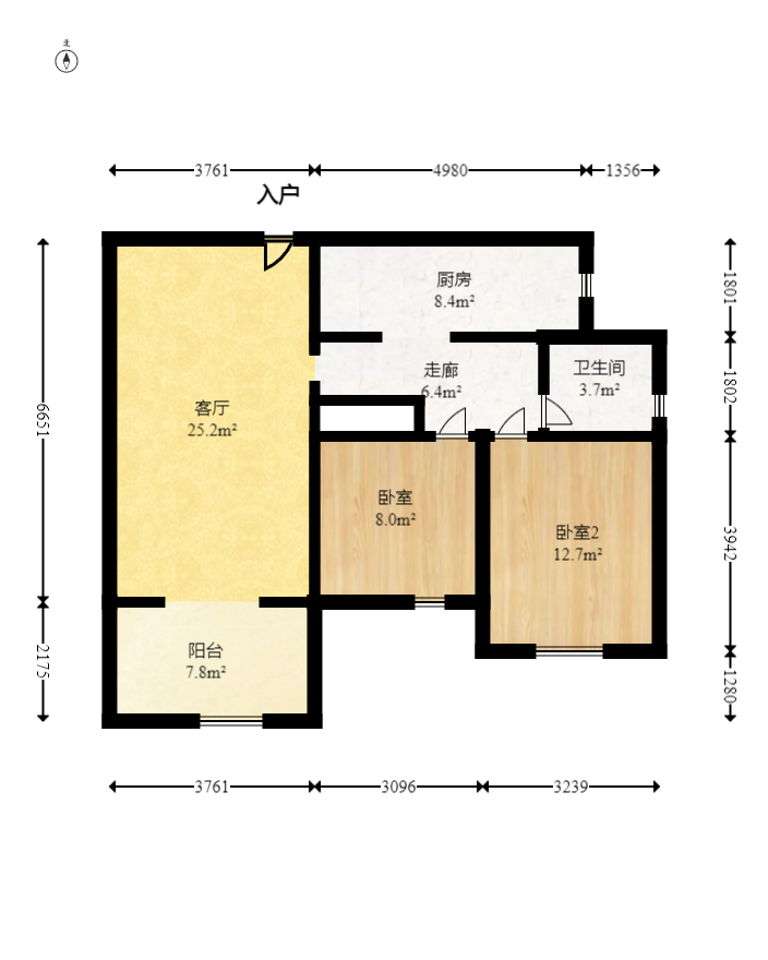 康桥长郡  2室2厅1卫   56.80万室内图1