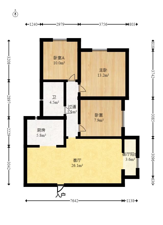 恒基凯旋门三期  3室2厅1卫   57.80万室内图1