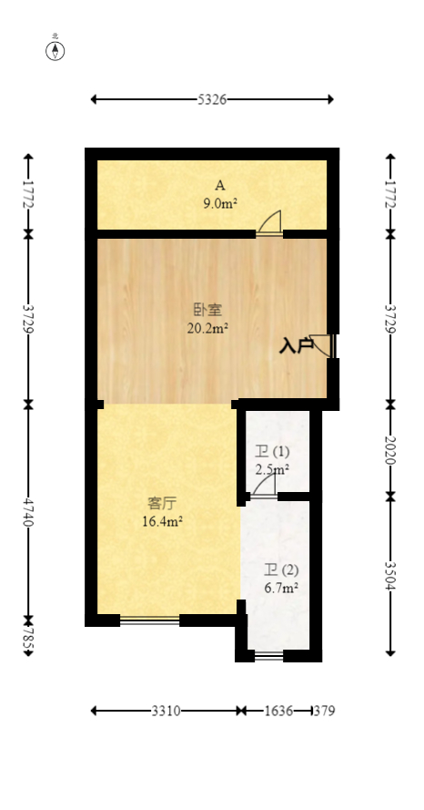 宏景名厦  3室2厅2卫   75.00万室内图1