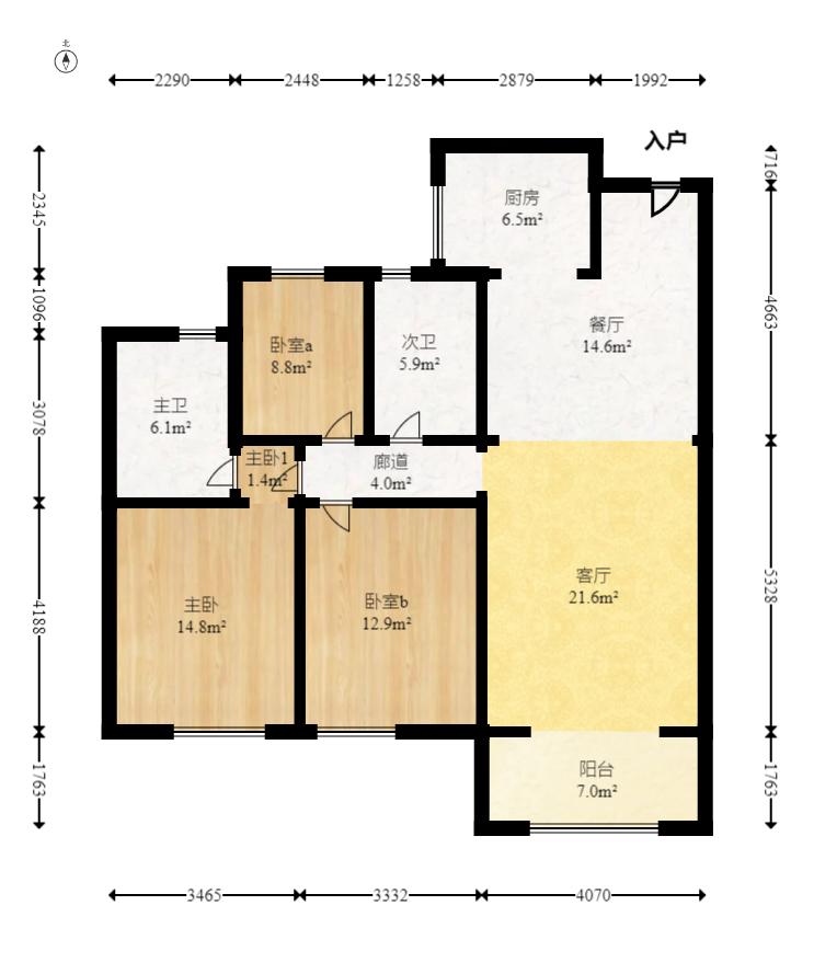 中梁云麓传奇  3室2厅2卫    103.0万室内图1