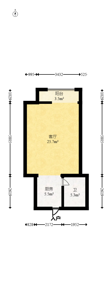 时代星城  1室1厅1卫   17.80万室内图1