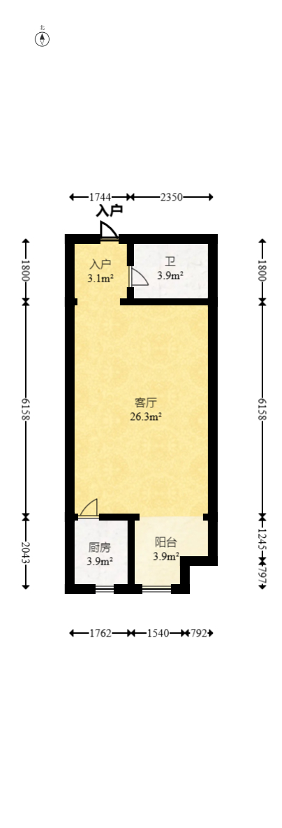 香槟小镇(香槟花苑）  1室1厅1卫    28.8万室内图1