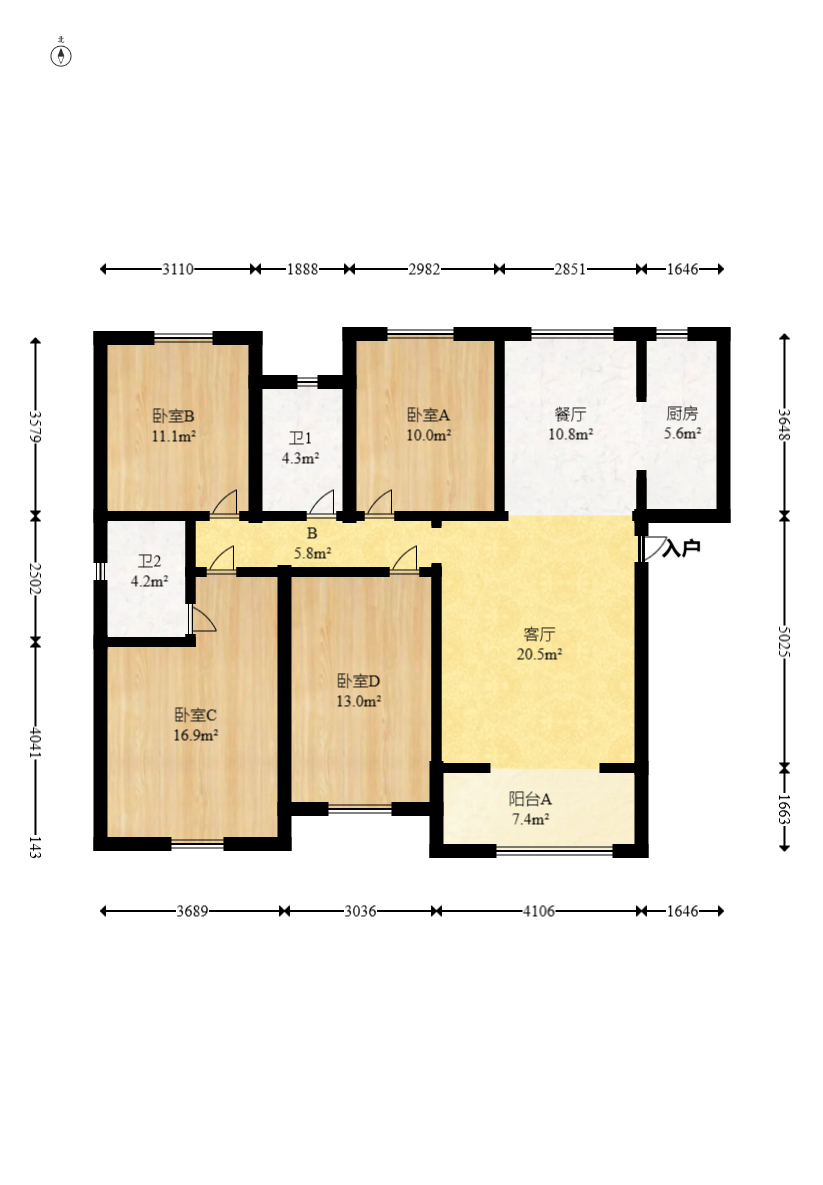 旭辉香樟公馆 4室2厅2卫 118.0万 旭辉香樟公馆 4室2厅2卫 118.0万户型图