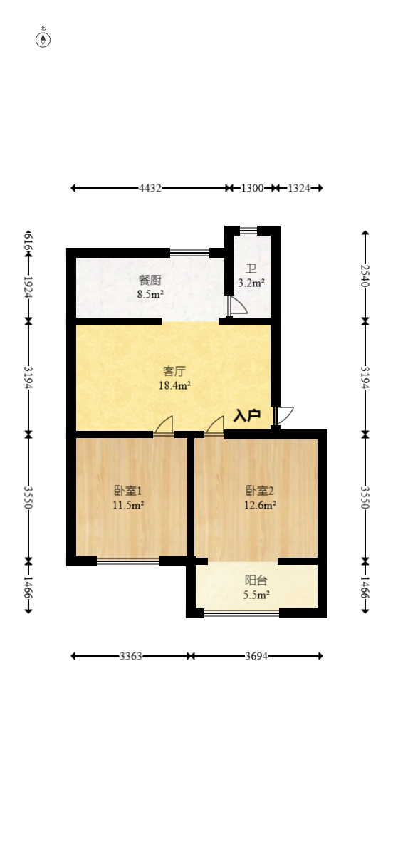 二十三冶小区（井巷社区）  2室1厅1卫   60.00万室内图1
