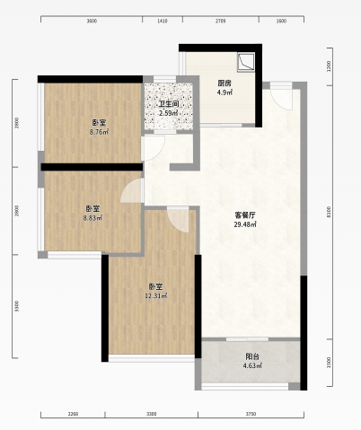 金轮津桥华府 3室2厅1卫 59.8万 金轮津桥华府 3室2厅1卫 59.8万室内图