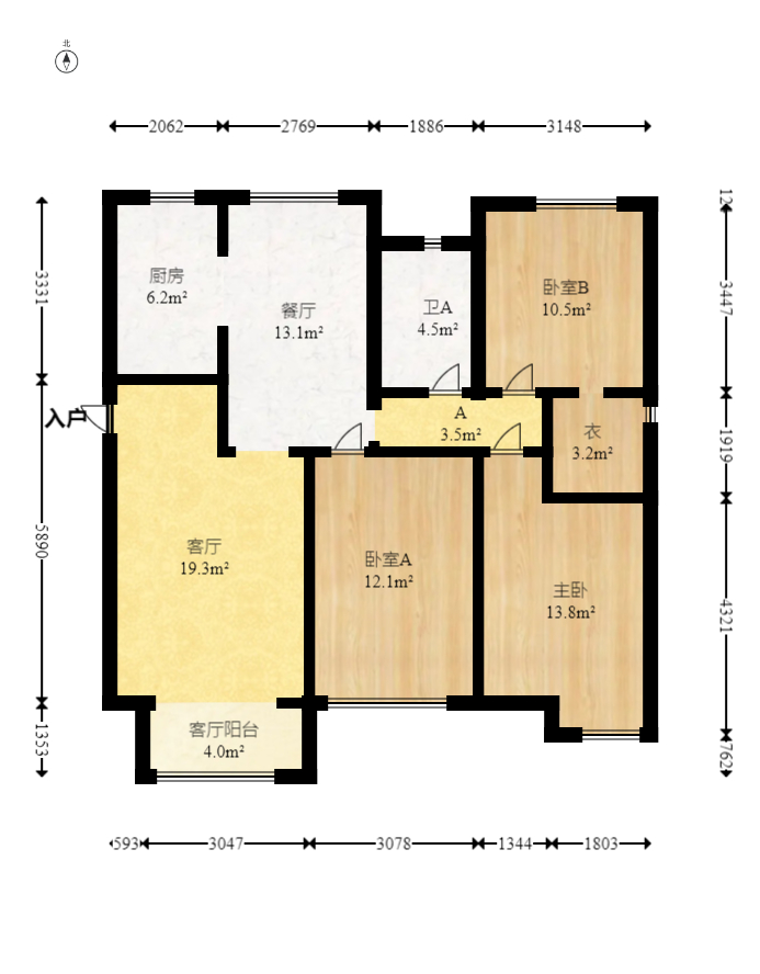 世茂铂翠湾二期  3室2厅2卫   180.00万室内图1
