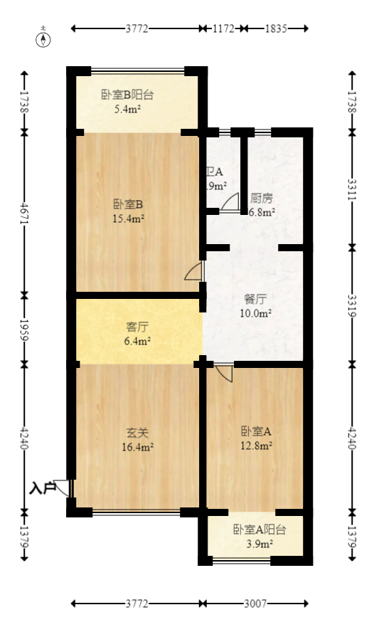 枫林美景  2室2厅1卫   94.00万室内图1