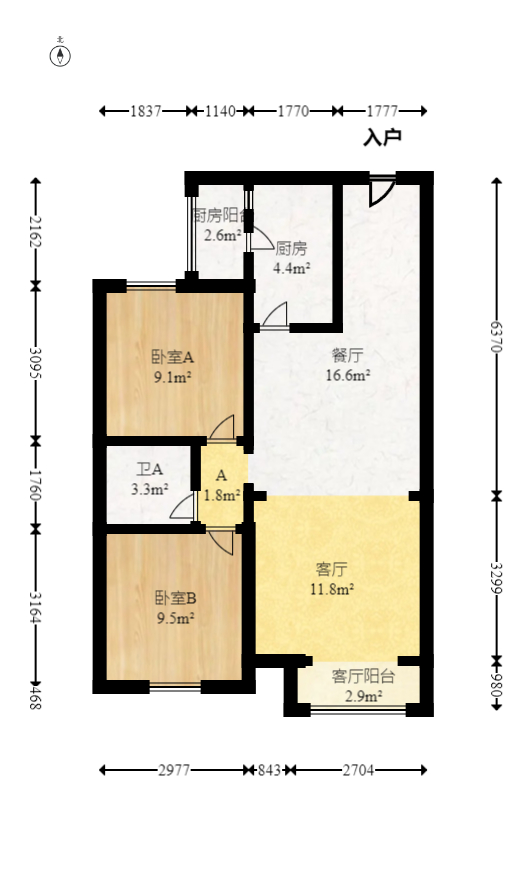 协信星澜汇  2室2厅2卫   78.00万室内图1