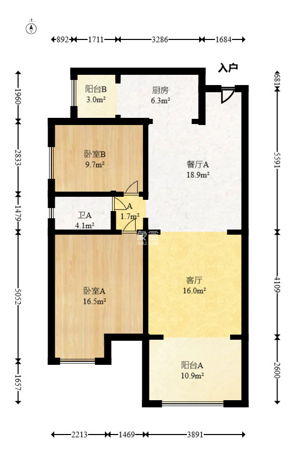 新盛珑璟台  2室2厅1卫   76.00万