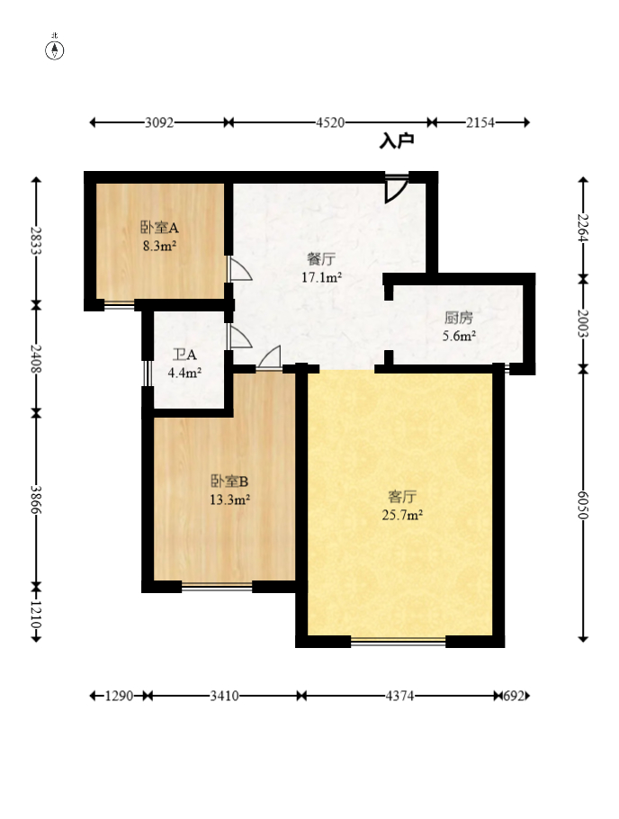 七里香榭 2室2厅1卫 55.0万 七里香榭 2室2厅1卫 55.0万户型图