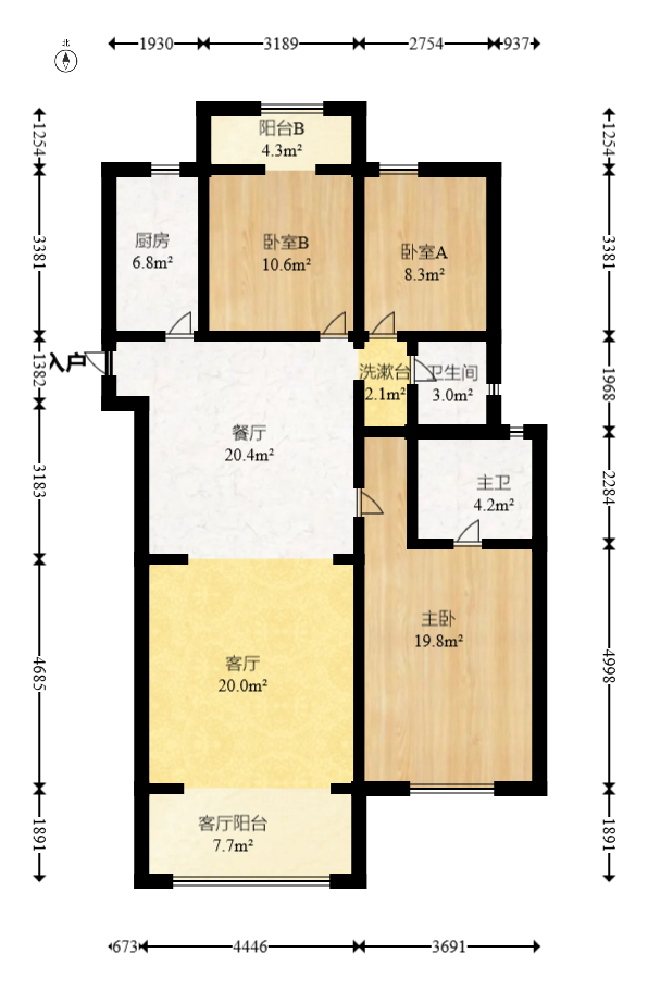 北辰中央公园DF区  3室2厅2卫    135.0万 北辰中央公园DF区  3室2厅2卫    135.0万户型图