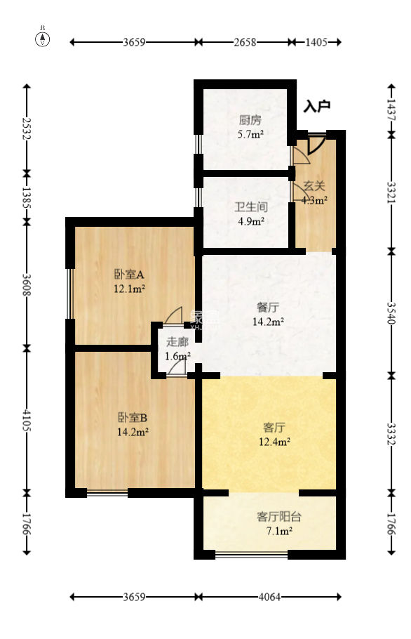 保利花园  2室2厅1卫   79.00万