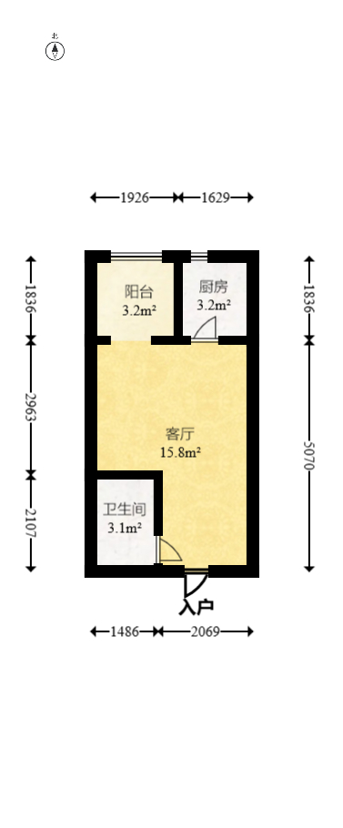 金房奥斯卡  1室1厅1卫   17.80万室内图1