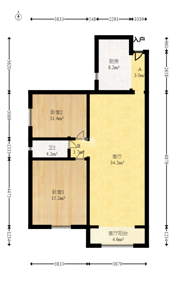 上峰苑（兰亭玥岛）  2室2厅1卫   74.00万