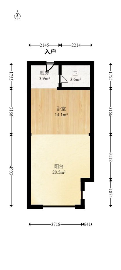 城南郡  1室1厅1卫   47.00万室内图1