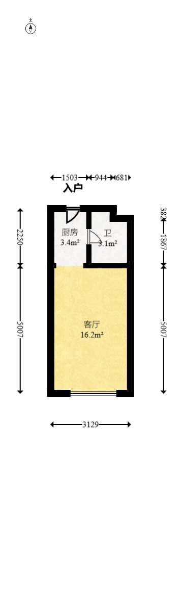 阳光城檀悦  1室1厅1卫   52.00万室内图1