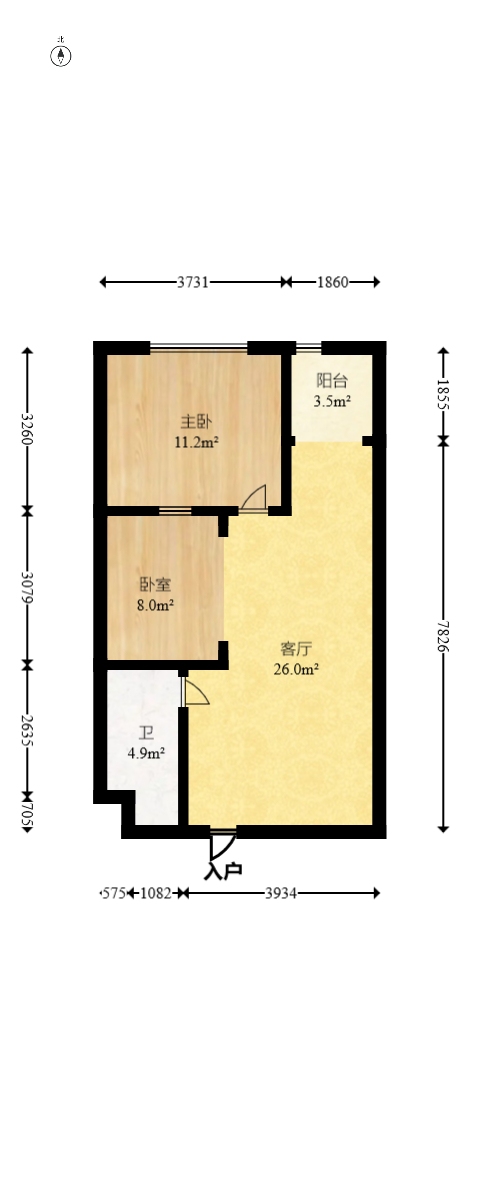 印象天心  1室1厅1卫   74.00万室内图1