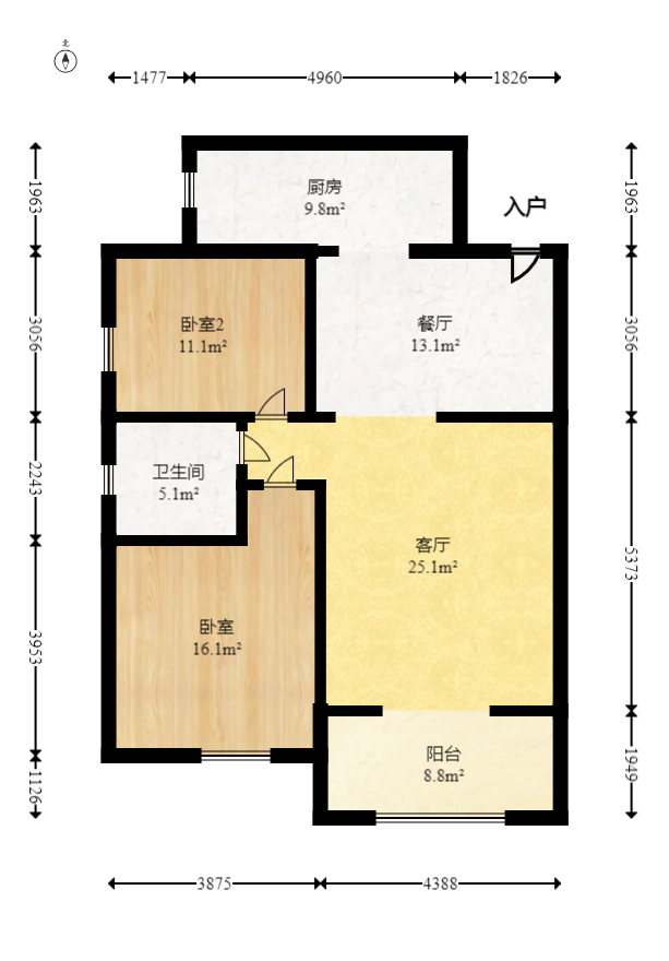 博雅湘水湾 2室2厅1卫 42.0万 博雅湘水湾 2室2厅1卫 42.0万户型图