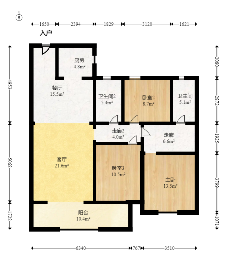 旭辉汇樾城  3室2厅2卫   102.80万室内图1