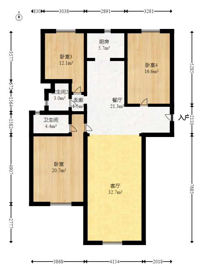 碧桂园星城首府  3室2厅2卫   110.00万室内图1