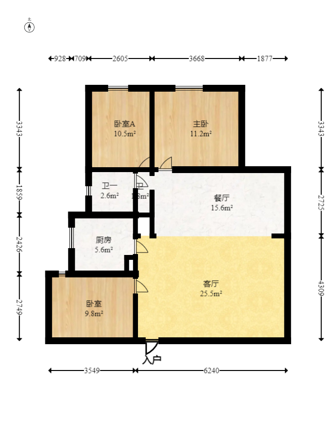 景上鑫苑  3室2厅1卫   49.80万室内图1