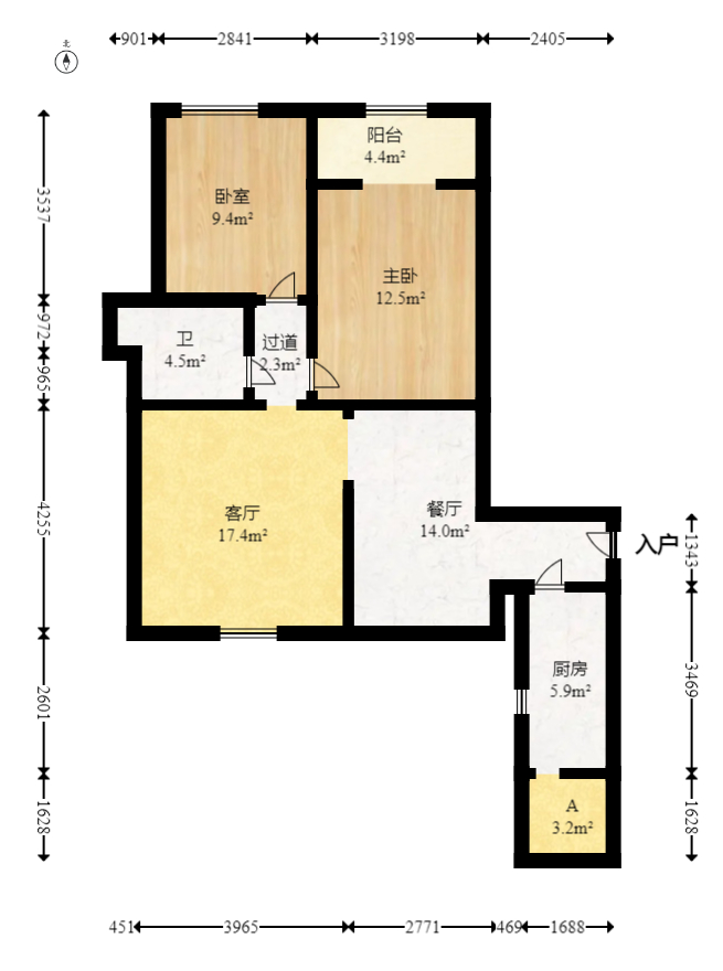 佳美星城 2室2厅1卫 43.8万 佳美星城 2室2厅1卫 43.8万户型图