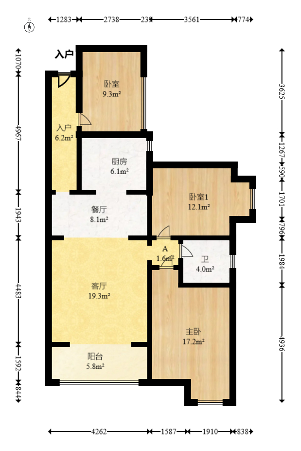 盛地尊域 3室2厅1卫 63.8万 盛地尊域 3室2厅1卫 63.8万户型图