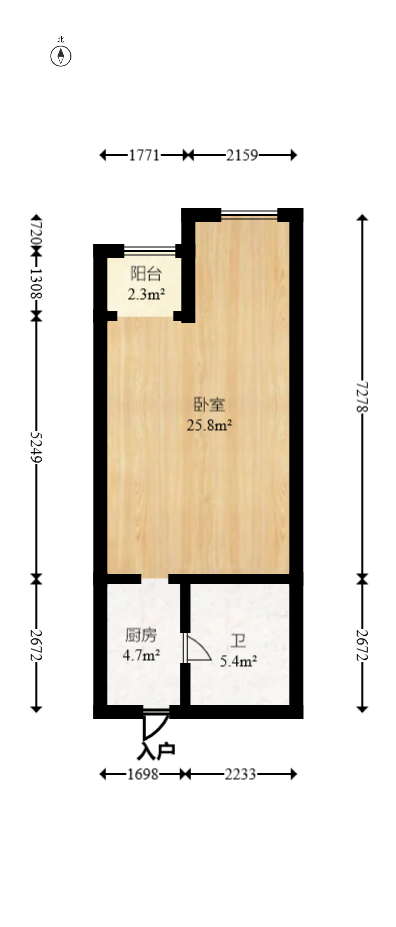 万科金色家园  1室1厅1卫   28.00万室内图1
