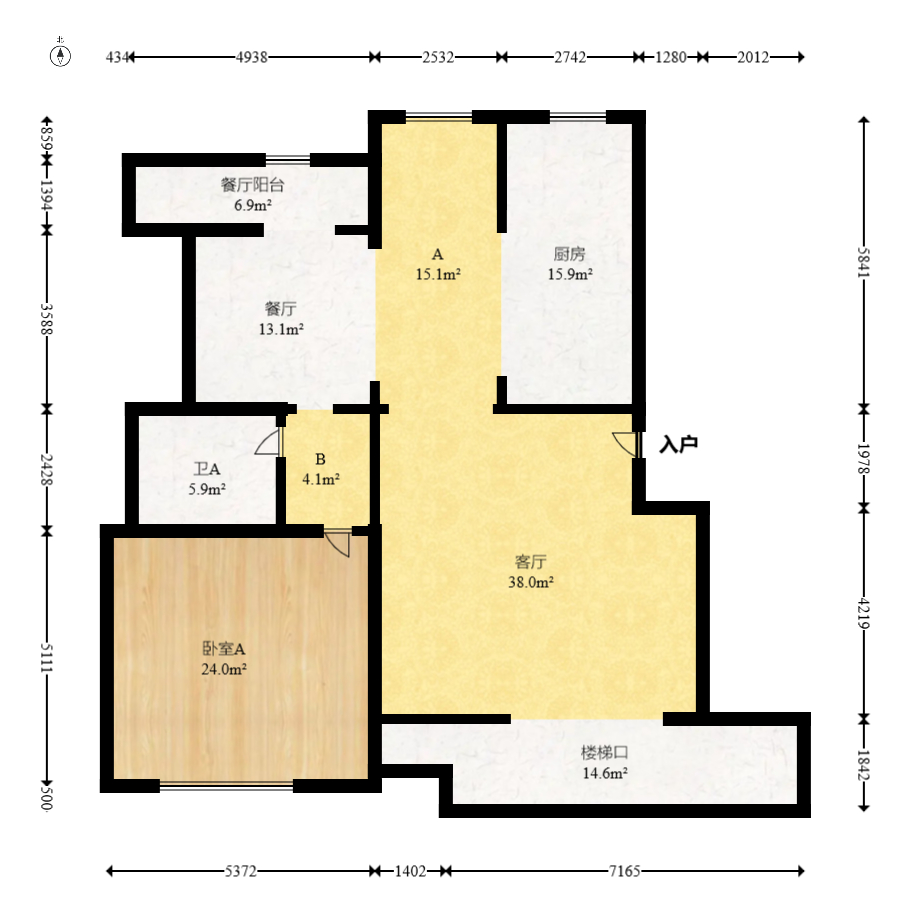 八方小区D区  1室2厅3卫   841.00万室内图1