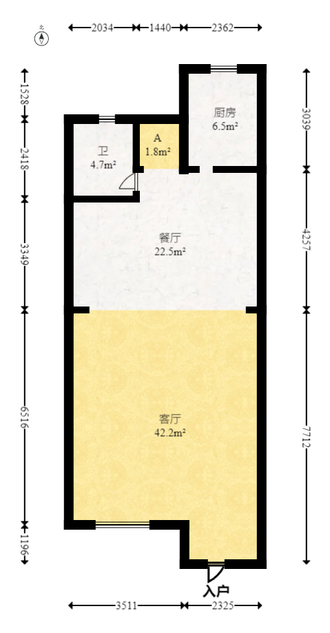 佳兆业水岸新都  1室2厅2卫   268.00万室内图1
