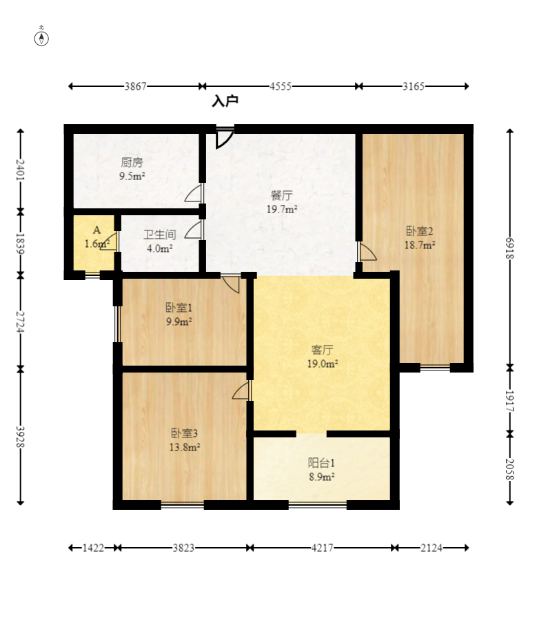 长高圆梦佳苑 3室2厅1卫 78.0万 长高圆梦佳苑 3室2厅1卫 78.0万户型图